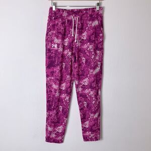 NWT Women’s Under Armour Rival Terry Print Loose Fit Pink Jogger Sweatpants XS